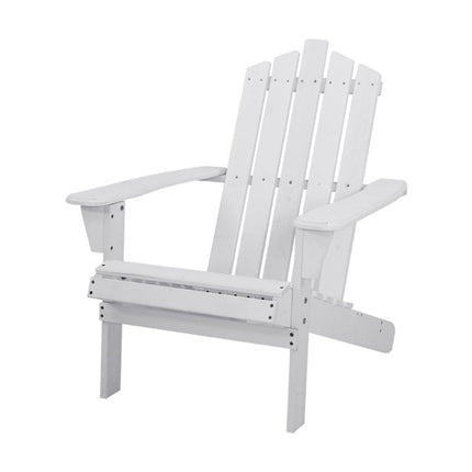 Gardeon Adirondack Outdoor Chairs Wooden Beach Chair Patio Furniture Garden White.