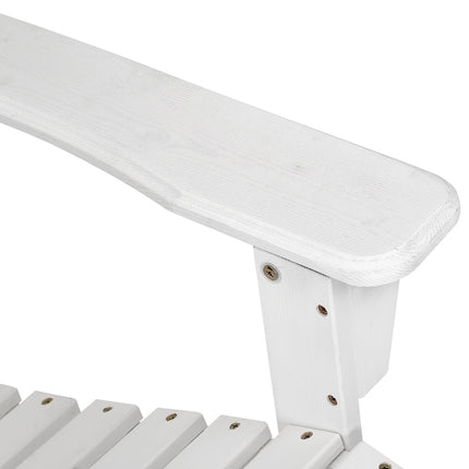 Gardeon 3PC Adirondack Outdoor Table and Chairs Wooden Beach Chair White.