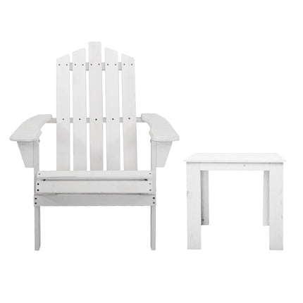 Gardeon Adirondack Outdoor Chairs Wooden Beach Chair Patio Furniture Garden White.