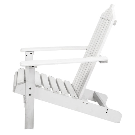 Gardeon Adirondack Outdoor Chairs Wooden Beach Chair Patio Furniture Garden White.