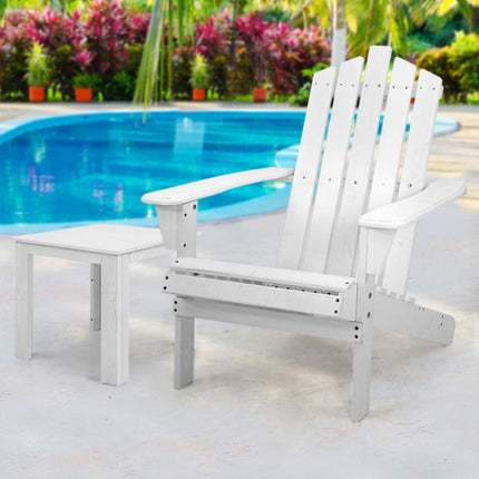 Gardeon Adirondack Outdoor Chairs Wooden Beach Chair Patio Furniture Garden White.
