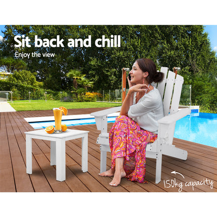 Gardeon Adirondack Outdoor Chairs Wooden Beach Chair Patio Furniture Garden White.