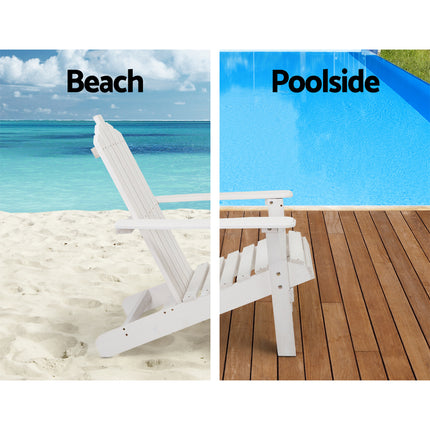 Gardeon Adirondack Outdoor Chairs Wooden Beach Chair Patio Furniture Garden White.