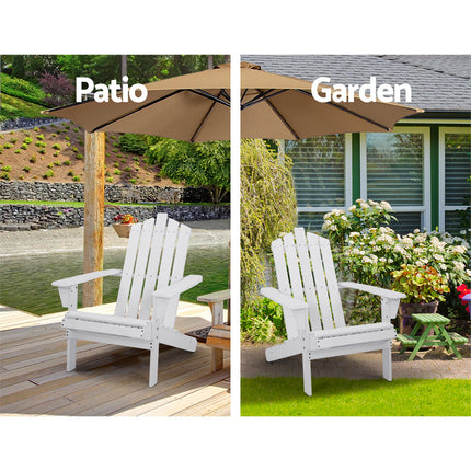 Gardeon Adirondack Outdoor Chairs Wooden Beach Chair Patio Furniture Garden White.