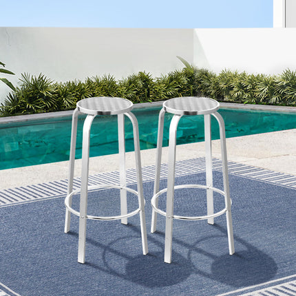 Gardeon 2x Outdoor Bar Stools Aluminum.