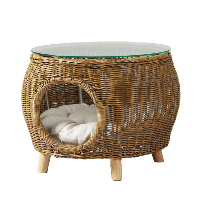 Gardeon Coffee Side Table Wicker Aluminium Desk Pet Bed Storage Outdoor Furniture.