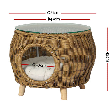 Gardeon Coffee Side Table Wicker Aluminium Desk Pet Bed Storage Outdoor Furniture.