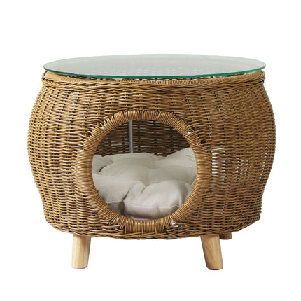 Gardeon Coffee Side Table Wicker Aluminium Desk Pet Bed Storage Outdoor Furniture.