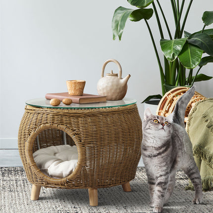 Gardeon Coffee Side Table Wicker Aluminium Desk Pet Bed Storage Outdoor Furniture.