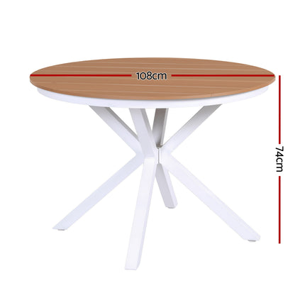 Gardeon Outdoor Dining Table 108CM Aluminum Frame WPC Top Desk Patio Furniture.