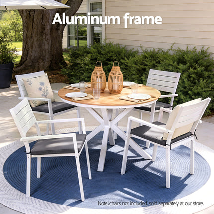 Gardeon Outdoor Dining Table 108CM Aluminum Frame WPC Top Desk Patio Furniture.