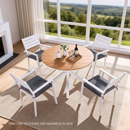 Gardeon Outdoor Dining Table 108CM Aluminum Frame WPC Top Desk Patio Furniture.