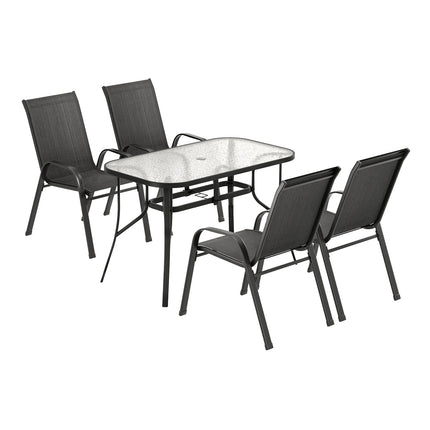 Gardeon 5PC Outdoor Dining Set Table and Chairs Patio Furniture Bistro Set Garden Black.