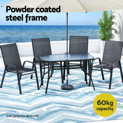 Gardeon 5PC Outdoor Dining Set Table and Chairs Patio Furniture Bistro Set Garden Black.