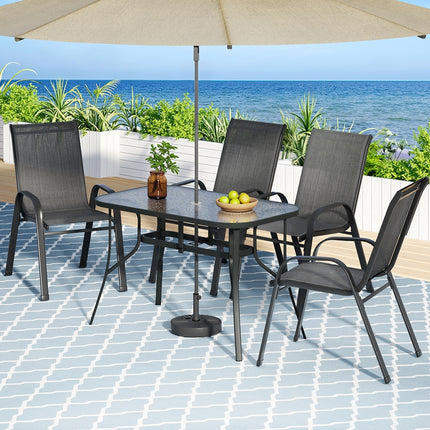 Gardeon 5PC Outdoor Dining Set Table and Chairs Patio Furniture Bistro Set Garden Black.
