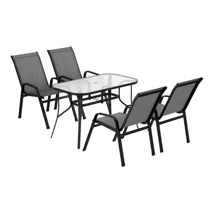 Gardeon 5PC Outdoor Dining Set Table and Chairs Patio Furniture Bistro Set Garden Grey.