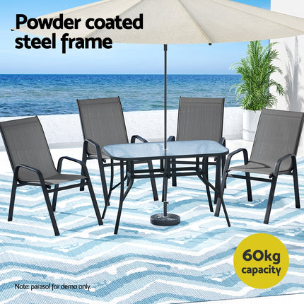 Gardeon 5PC Outdoor Dining Set Table and Chairs Patio Furniture Bistro Set Garden Grey.