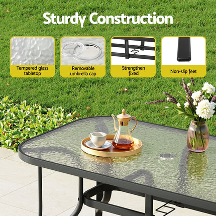 Gardeon 5PC Outdoor Dining Set Table and Chairs Patio Furniture Bistro Set Garden Grey.