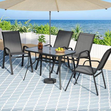 Gardeon 5PC Outdoor Dining Set Table and Chairs Patio Furniture Bistro Set Garden Grey.