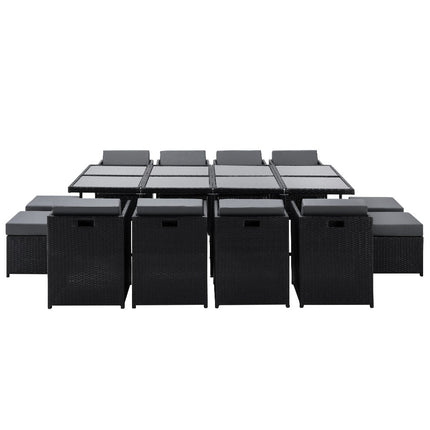 Gardeon Outdoor Dining Set 13 Piece Wicker Table Chairs Setting Black.