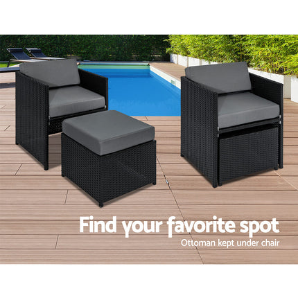 Gardeon Outdoor Dining Set 13 Piece Wicker Table Chairs Setting Black.