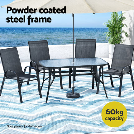 Gardeon 5PC Outdoor Dining Set Table and Chairs Patio Furniture Bistro Set Garden Black.