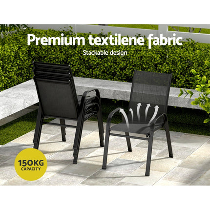 Gardeon 5PC Outdoor Dining Set Table and Chairs Patio Furniture Bistro Set Garden Black.