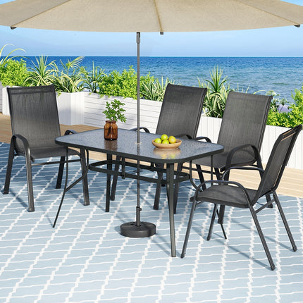 Gardeon 5PC Outdoor Dining Set Table and Chairs Patio Furniture Bistro Set Garden Black.