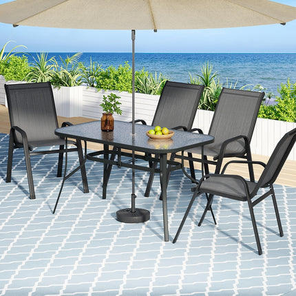 Gardeon 5PC Outdoor Dining Set Table and Chairs Patio Furniture Bistro Set Garden Grey.