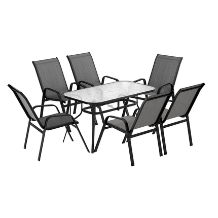 Gardeon 7PC Outdoor Dining Set Table and Chairs Patio Furniture Bistro Set Garden Grey.