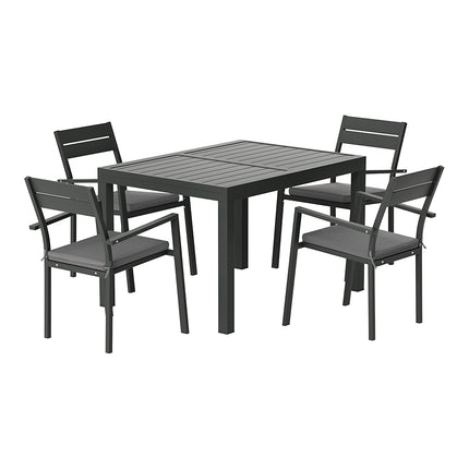 Gardeon Outdoor Dining Set 5 Piece Aluminum Extendable Table Setting Black.