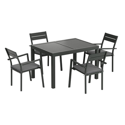 Gardeon Outdoor Dining Set 5 Piece Aluminum Extendable Table Setting Black.