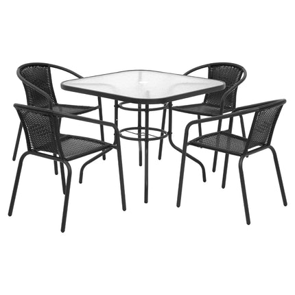 Gardeon Outdoor Dining Set 5 Piece Steel Stackable Chairs Table Patio Furniture.