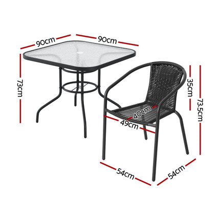 Gardeon Outdoor Dining Set 5 Piece Steel Stackable Chairs Table Patio Furniture.