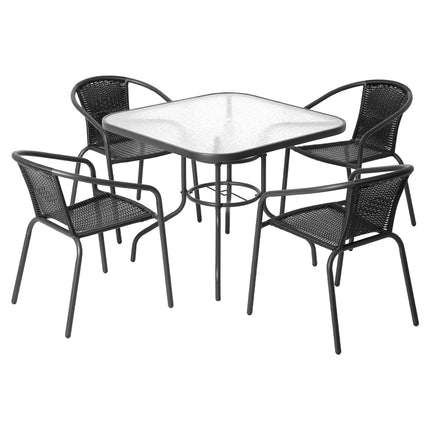 Gardeon Outdoor Dining Set 5 Piece Steel Stackable Chairs Table Patio Furniture.