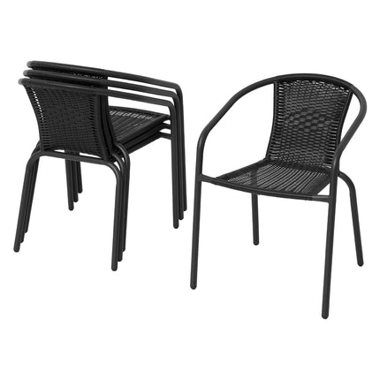 Gardeon Outdoor Dining Set 5 Piece Steel Stackable Chairs Table Patio Furniture.