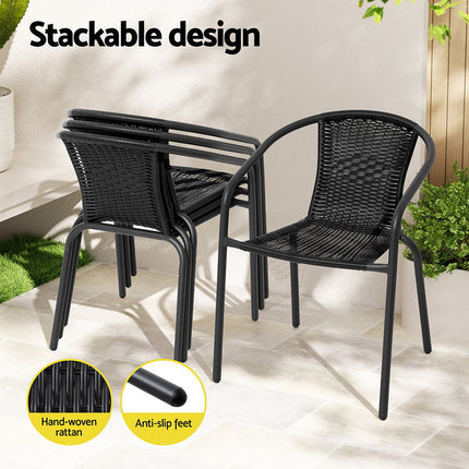 Gardeon Outdoor Dining Set 5 Piece Steel Stackable Chairs Table Patio Furniture.