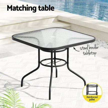 Gardeon Outdoor Dining Set 5 Piece Steel Stackable Chairs Table Patio Furniture.