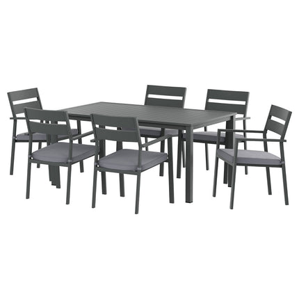 Gardeon Outdoor Dining Set 7 Piece Aluminum Table Chairs Setting Black.