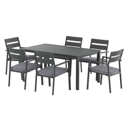 Gardeon Outdoor Dining Set 7 Piece Aluminum Table Chairs Setting Black.