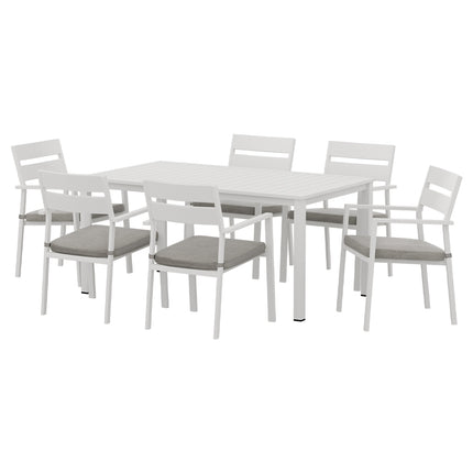 Gardeon Outdoor Dining Set 7 Piece Aluminum Table Chairs Setting White.