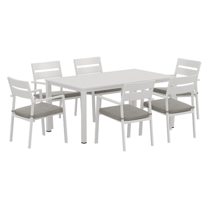 Gardeon Outdoor Dining Set 7 Piece Aluminum Table Chairs Setting White.