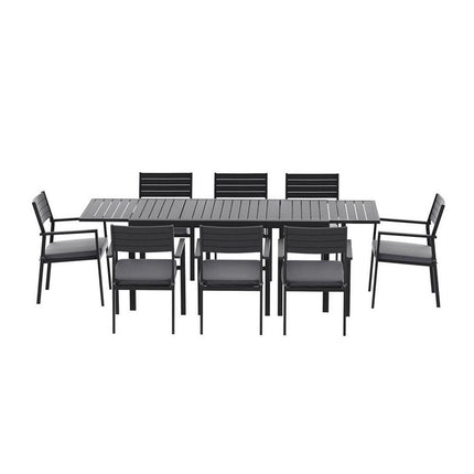 Gardeon Outdoor Dining Set 9PCS Aluminum Extendable Table Chairs Patio Furniture.