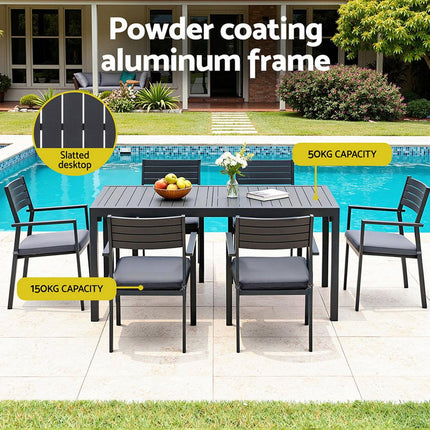 Gardeon Outdoor Dining Set 9PCS Aluminum Extendable Table Chairs Patio Furniture.