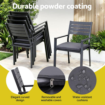 Gardeon Outdoor Dining Set 9PCS Aluminum Extendable Table Chairs Patio Furniture.