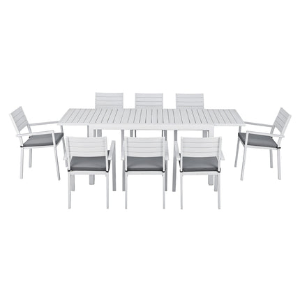 Gardeon Outdoor Dining Set 9PCS Aluminum Extendable Table Chairs Patio Furniture.