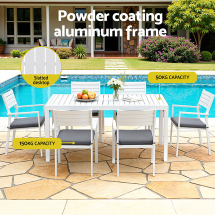Gardeon Outdoor Dining Set 9PCS Aluminum Extendable Table Chairs Patio Furniture.