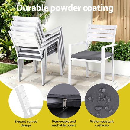 Gardeon Outdoor Dining Set 9PCS Aluminum Extendable Table Chairs Patio Furniture.
