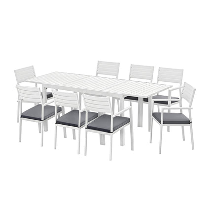 Gardeon Outdoor Dining Set 9PCS Aluminum Extendable Table Chairs Patio Furniture.