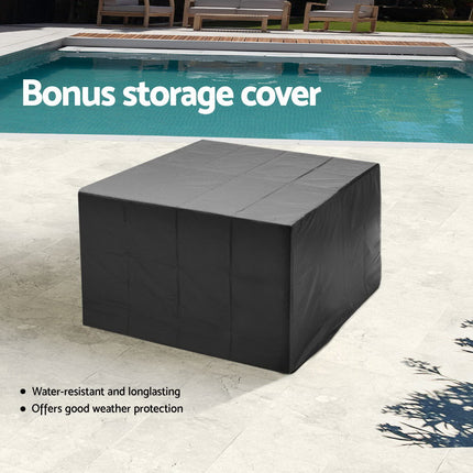 Gardeon Outdoor Dining Set 9 Piece Wicker Table Chairs Setting Grey.